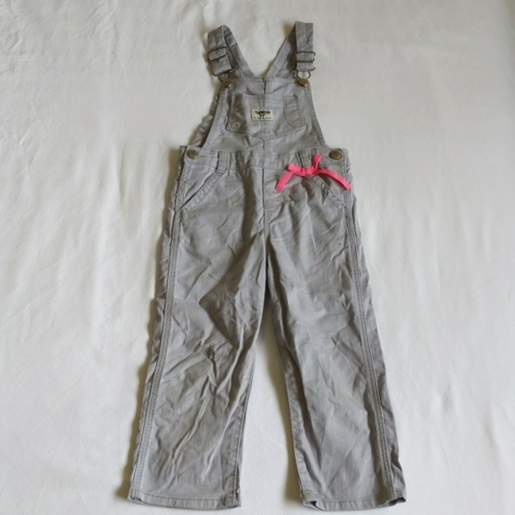oshkosh b'gosh vestbak gray sparkle cotton twill overalls 3T toddler girl - Picture 2 of 11